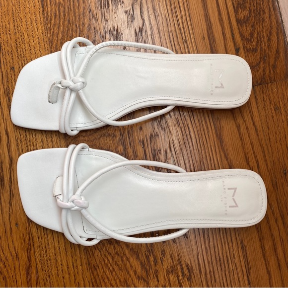 Marc Fischer Square Toe White Pleather Sandals - Picture 3 of 3